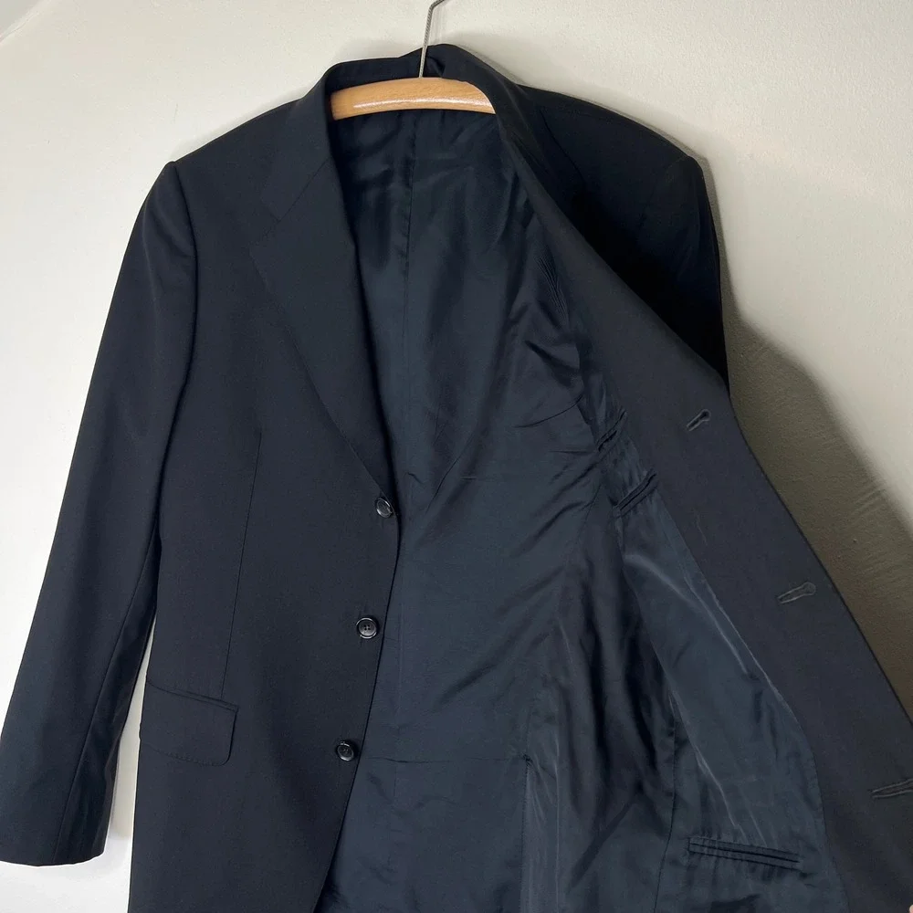 Gucci Black Wool Blazer Jacket Tailored Two Button Structured Minimalist 48R